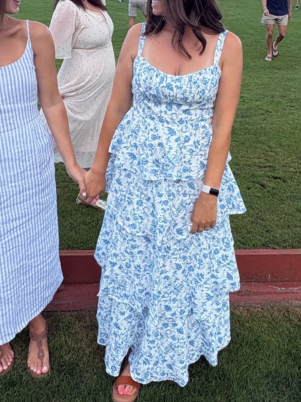 MIKA & GALA Provence Bloom Tiered Maxi Dress Floral Blue